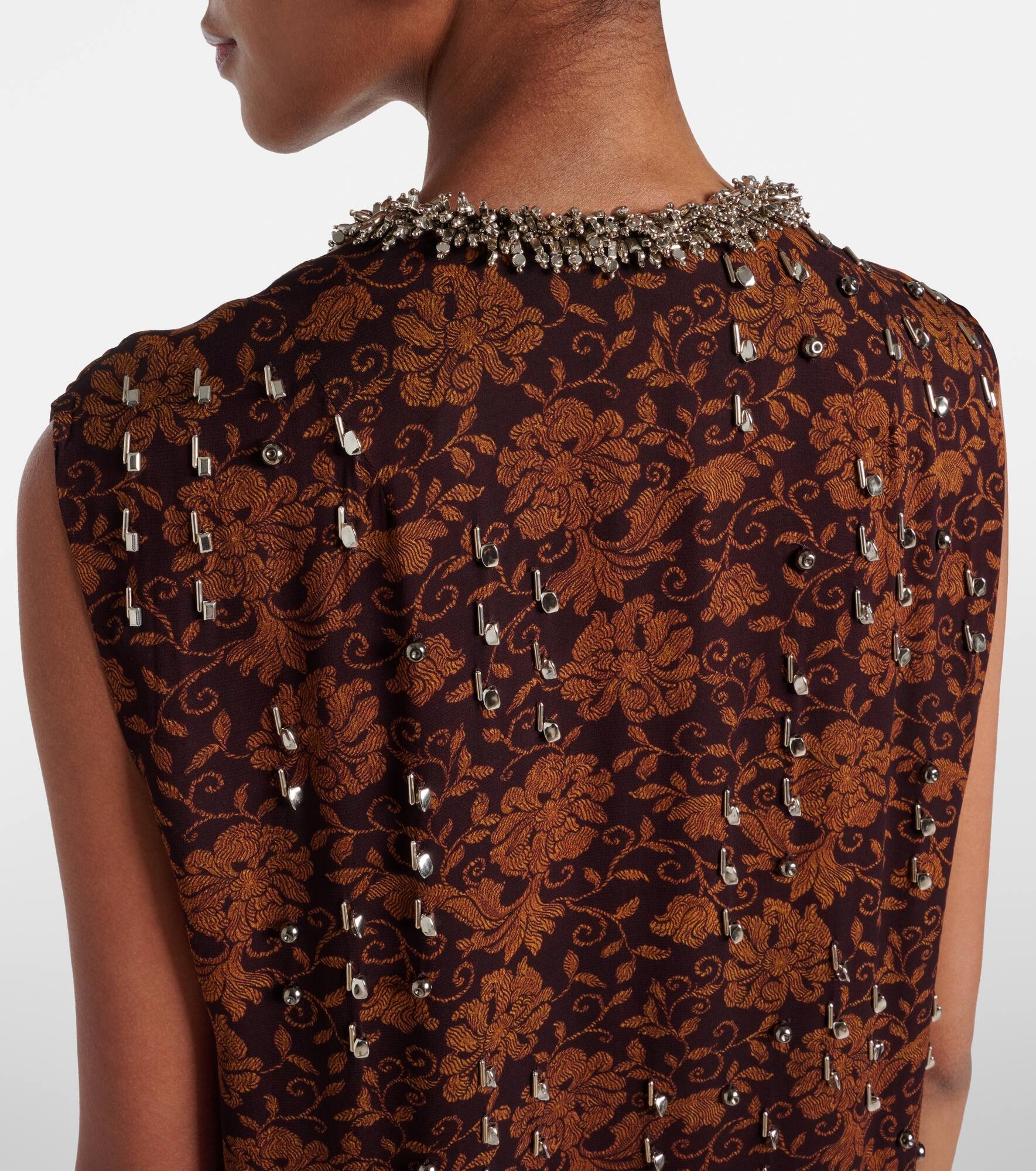 Floral embellished georgette midi dress - 5