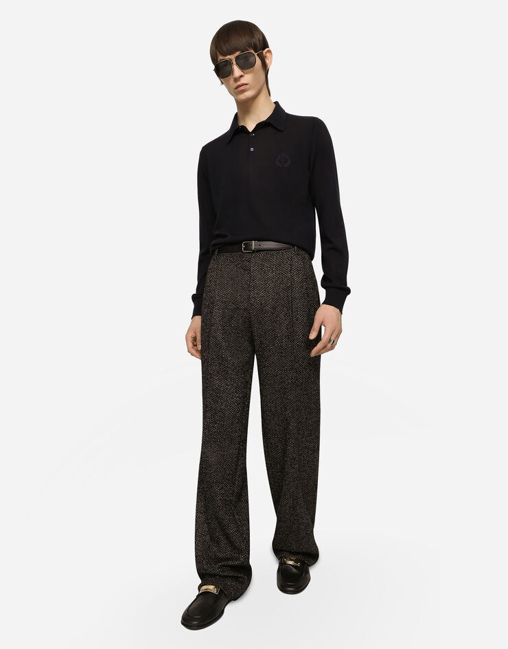 Cashmere polo-style sweater with DG logo embroidery - 5