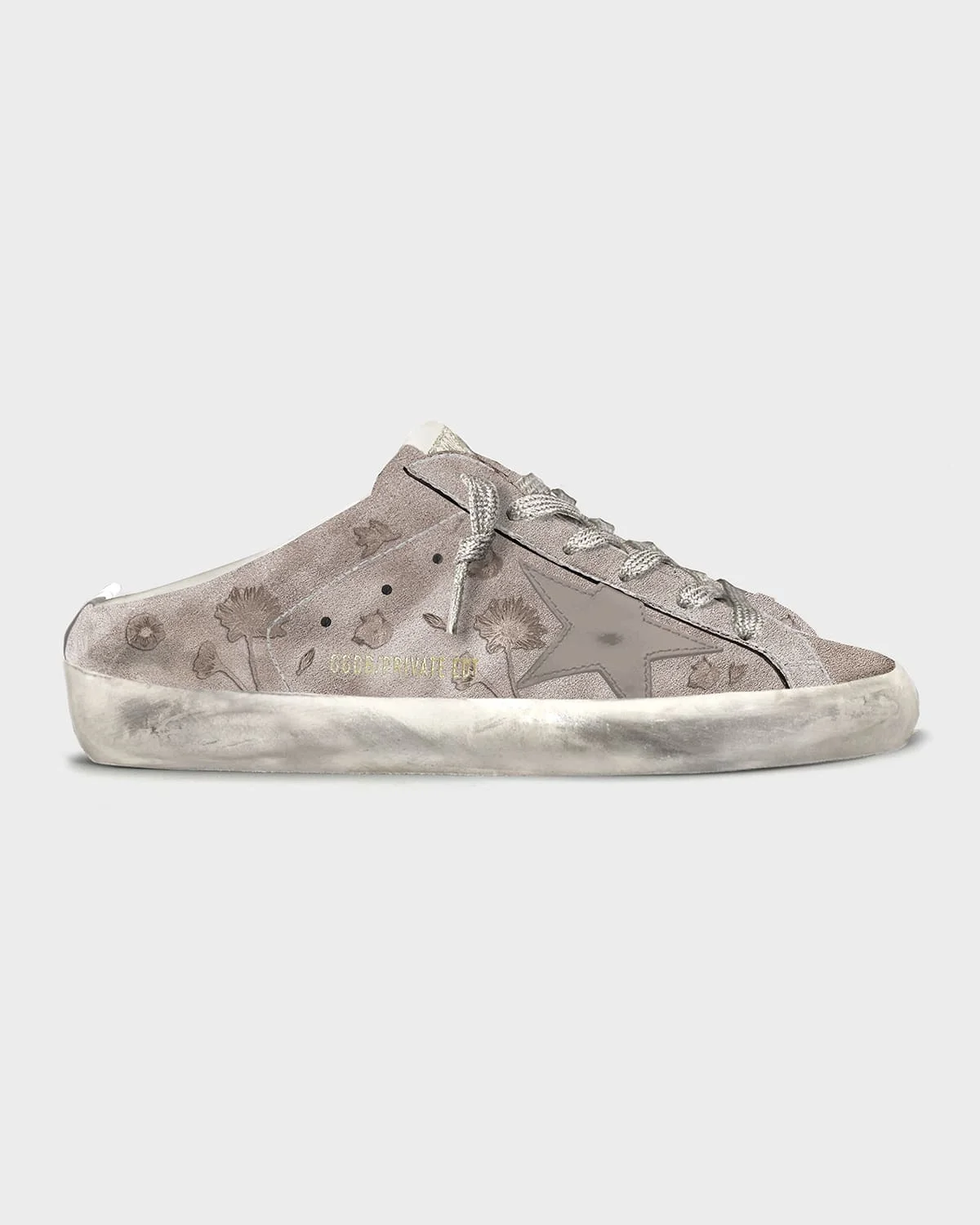 Super-Star Sabot Embroidered Suede Slide Sneakers - 1