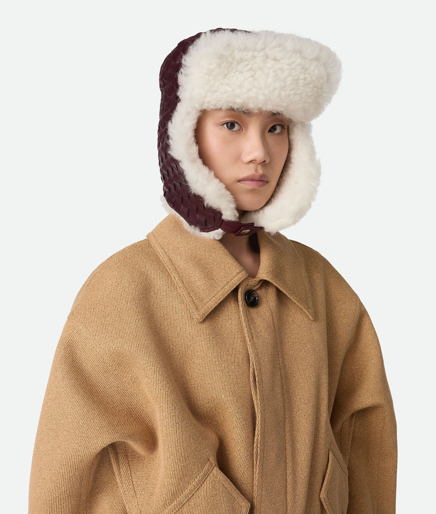 Intrecciato Leather Aviator Hat - 7
