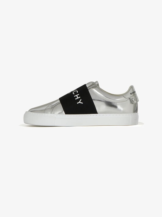 SNEAKERS IN LEATHER WITH MIRROR EFFECT WEBBING - 4
