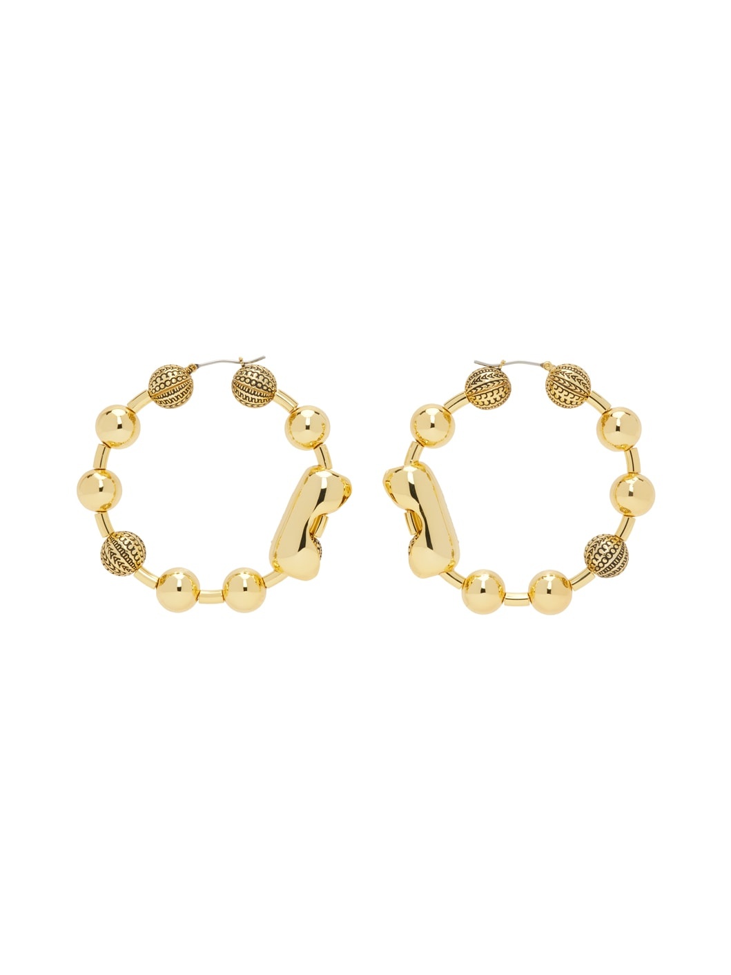 Gold 'The Monogram Ball Chain Hoop' Earrings - 1