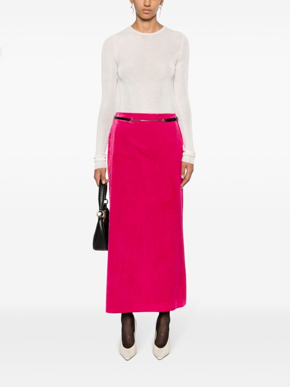 belted velvet maxi skirt - 2