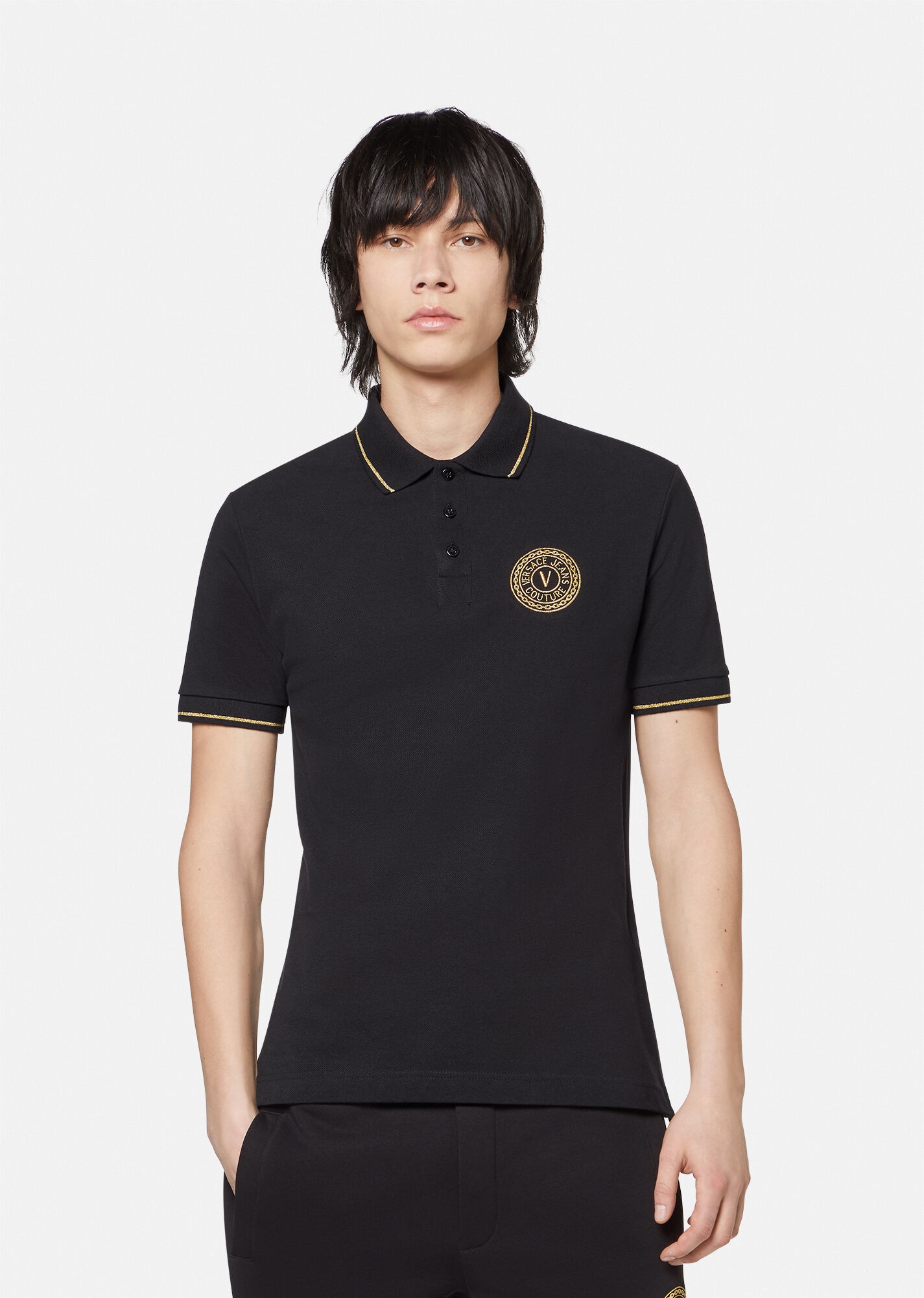 V-Emblem Motif Polo Shirt - 2