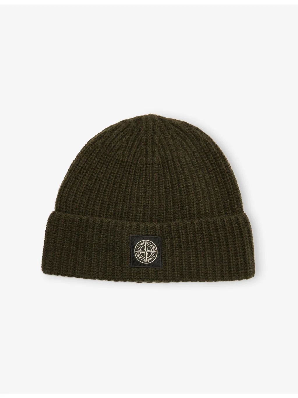 Logo-Patch Ribbed Wool Beanie Hat - 1