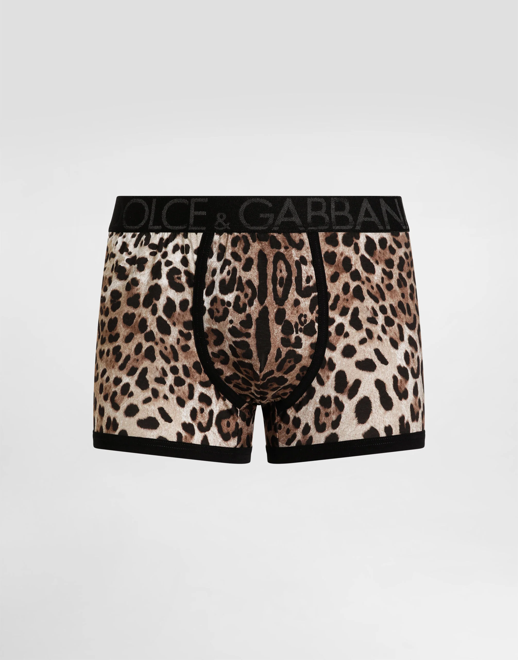 Two-way stretch jersey regular-fit boxers with leopard print - 1