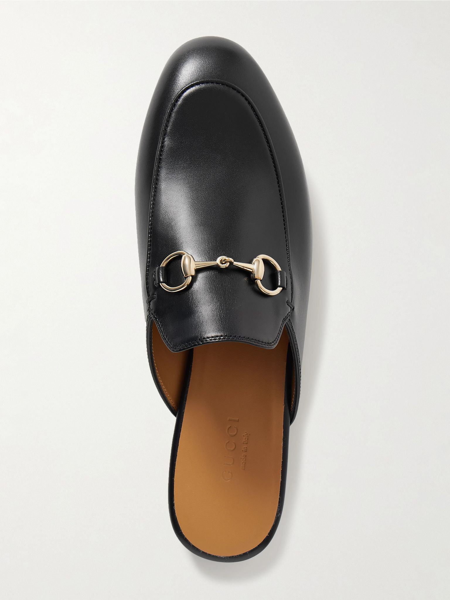 Princetown horsebit-detailed leather slippers Black - 5