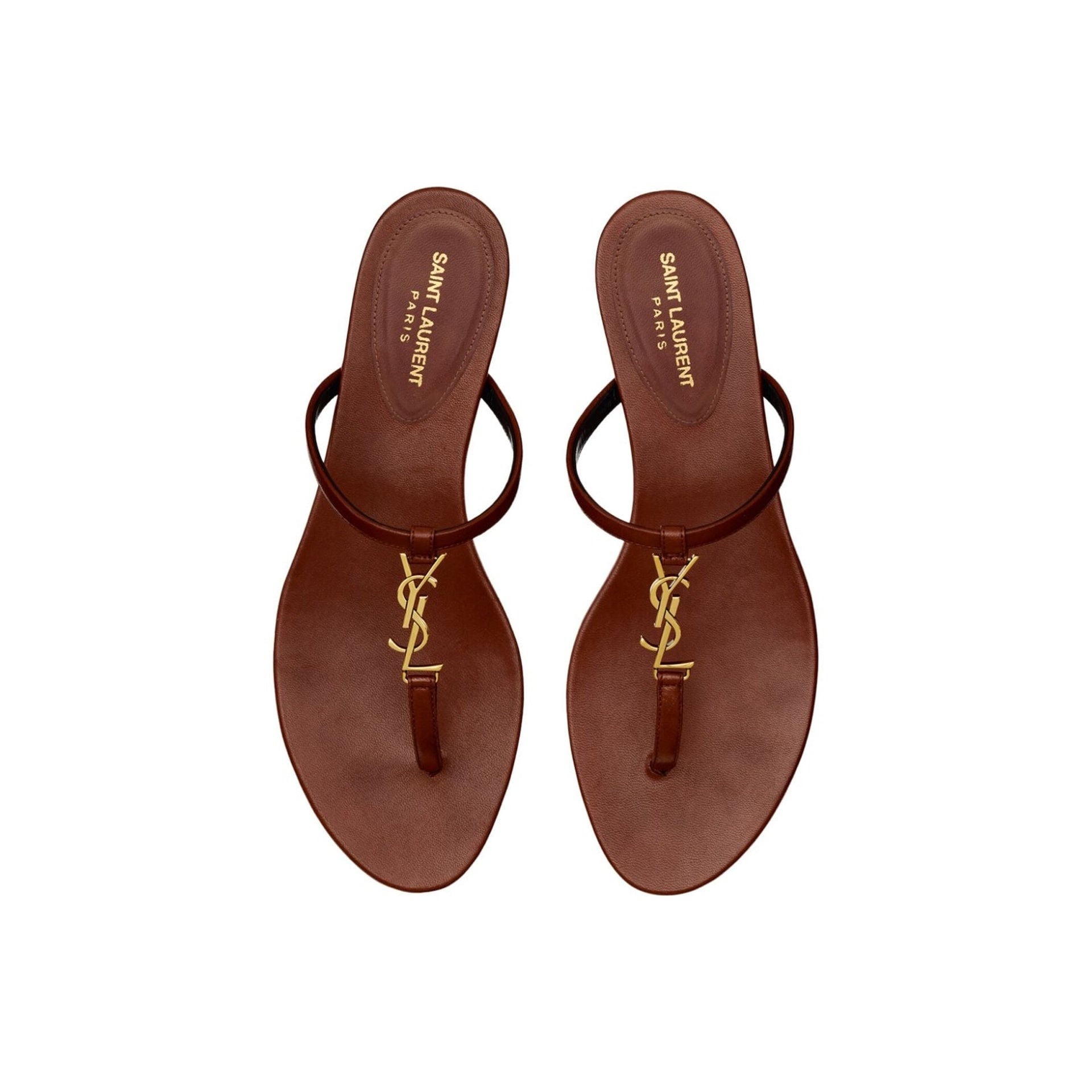 Saint Laurent Cassandra Leather Flat Sandals Women - 4