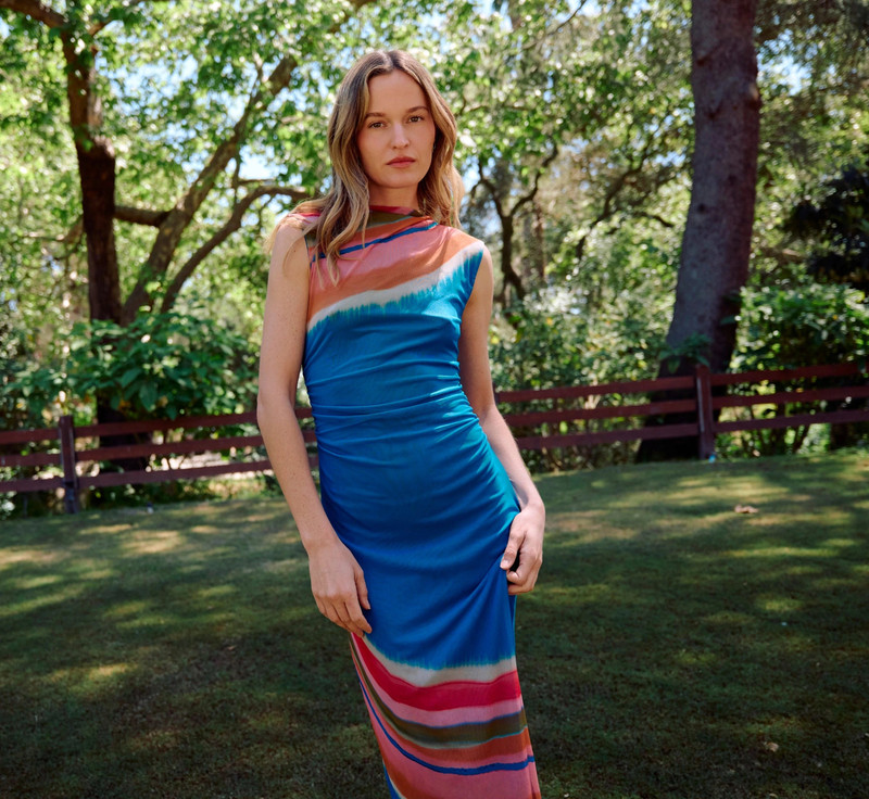 Cleobella CARRIE MIDI DRESS | WATERCOLOR STRIPE outlook