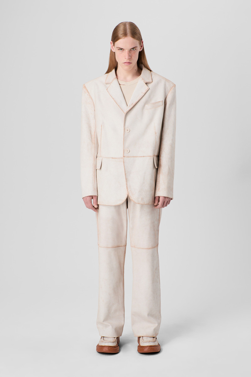 CAMPERLAB White cracked leather blazer outlook