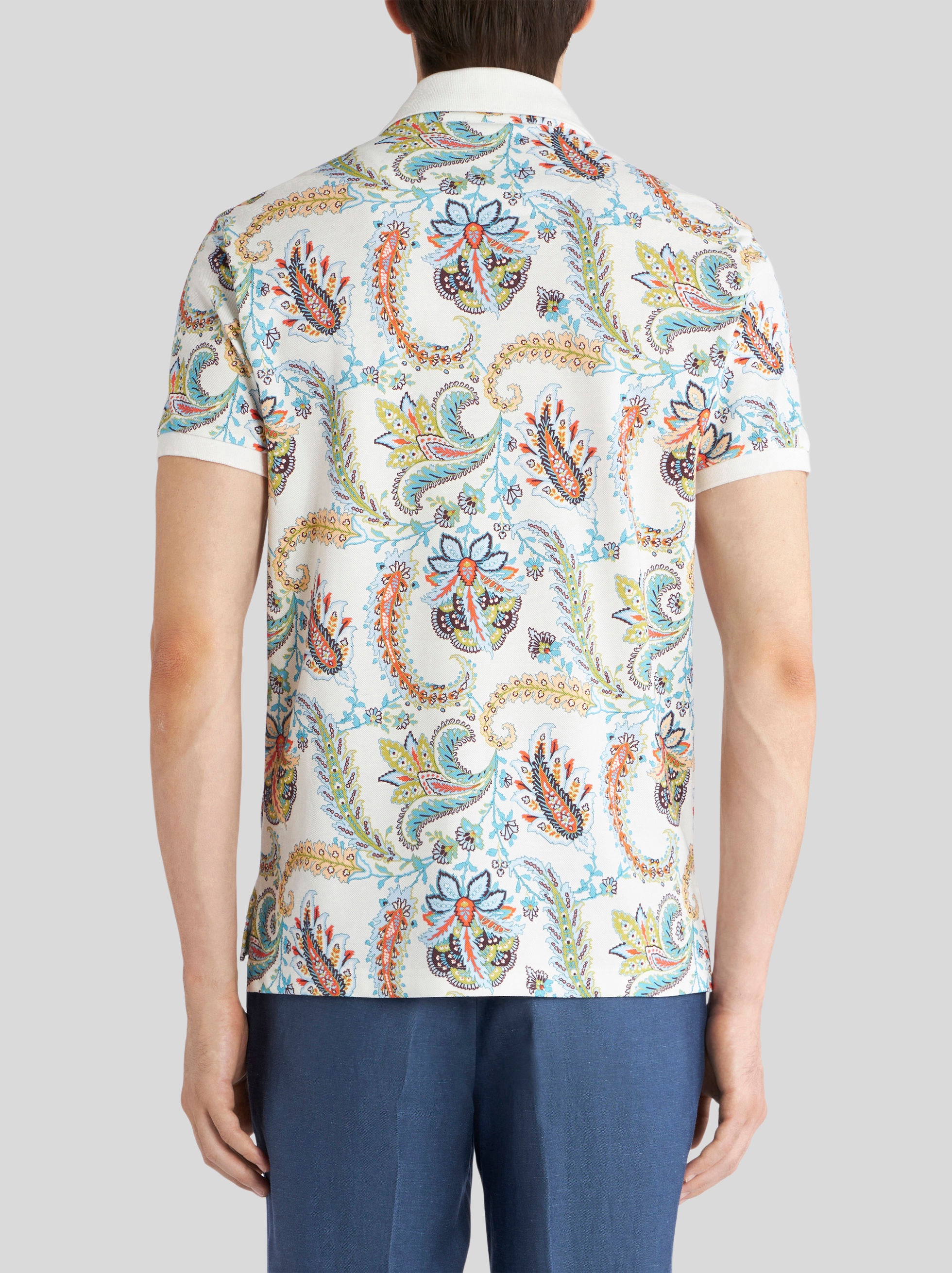 FLORAL PAISLEY DESIGN JACQUARD POLO SHIRT - 4
