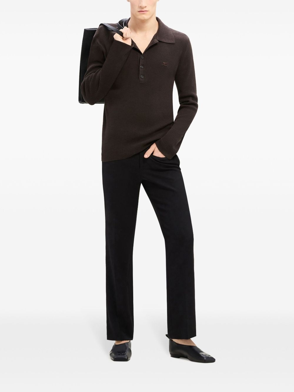 cootn-wool blend polo - 2