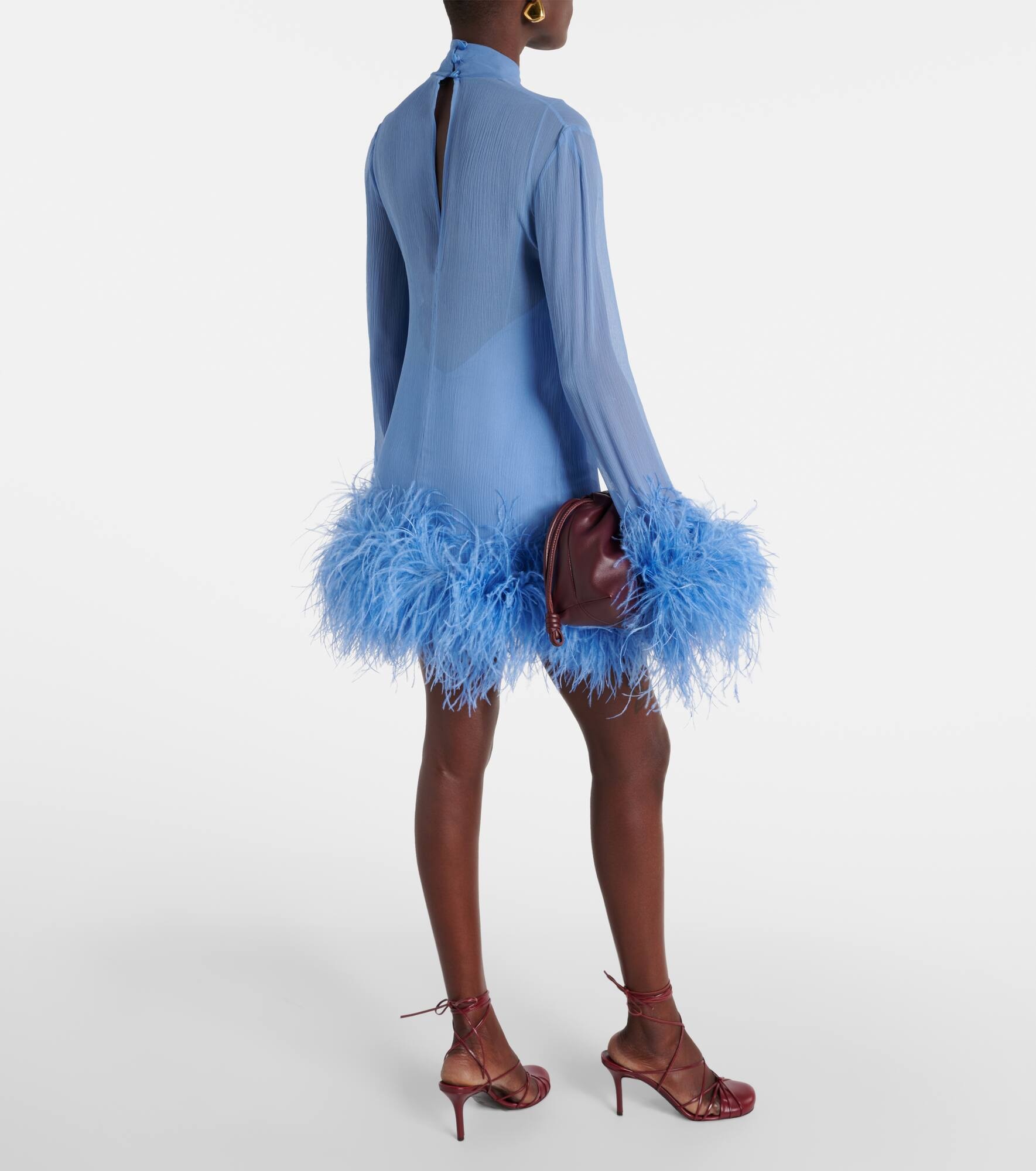Gina Spirito feather-trimmed minidress - 3