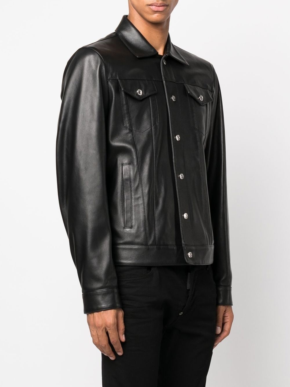 button-up leather shirt - 3