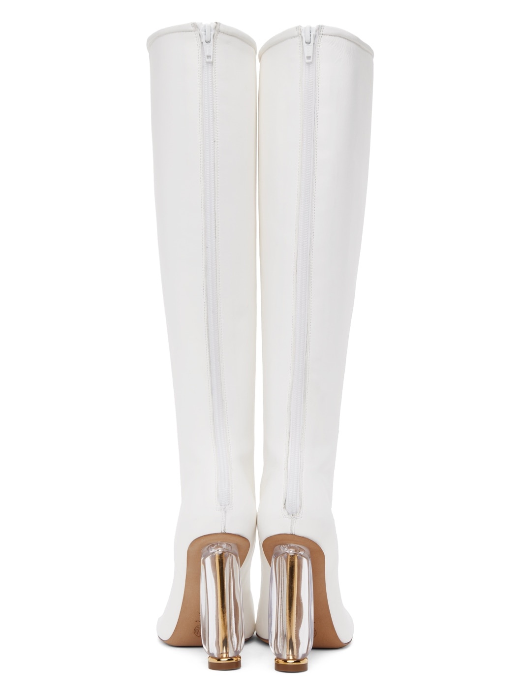 White Cylindrical Heel Boots - 2