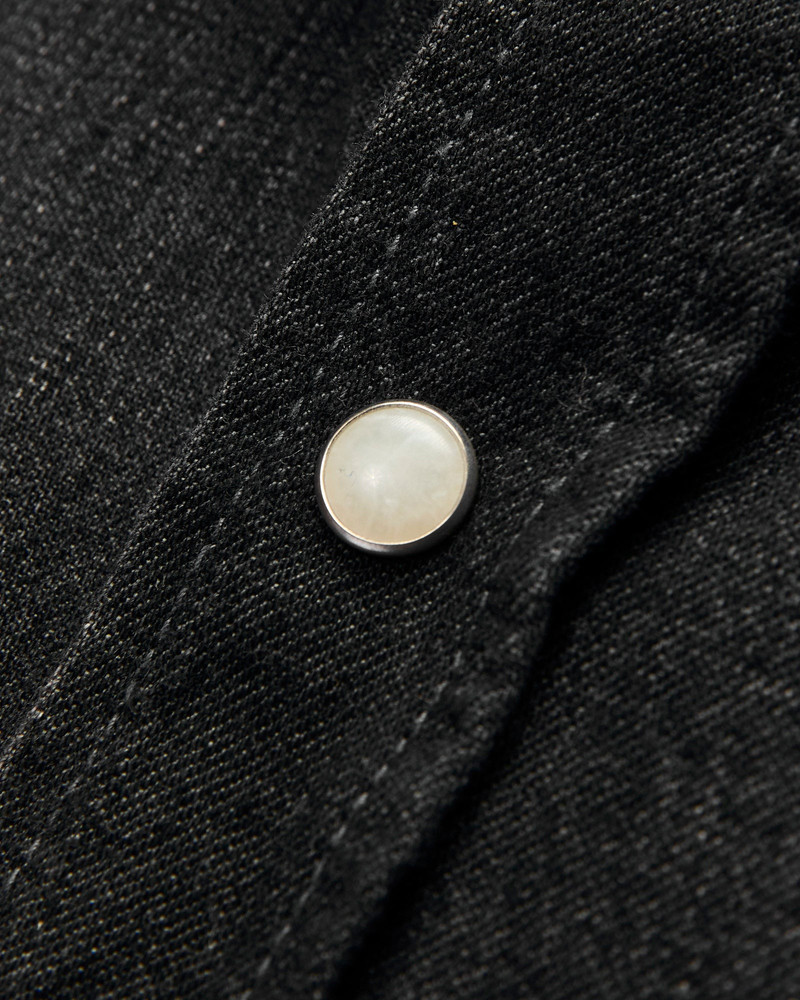 Hayes Pearl Snap Shirt in Washed Black 5