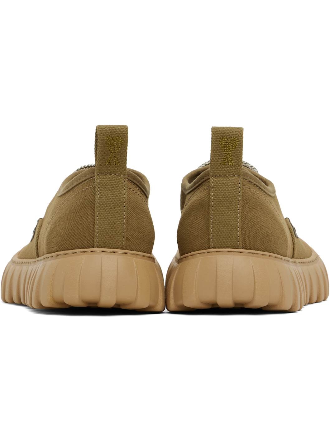Khaki Cotton Low Top Tempo Canvas Sneakers - 2