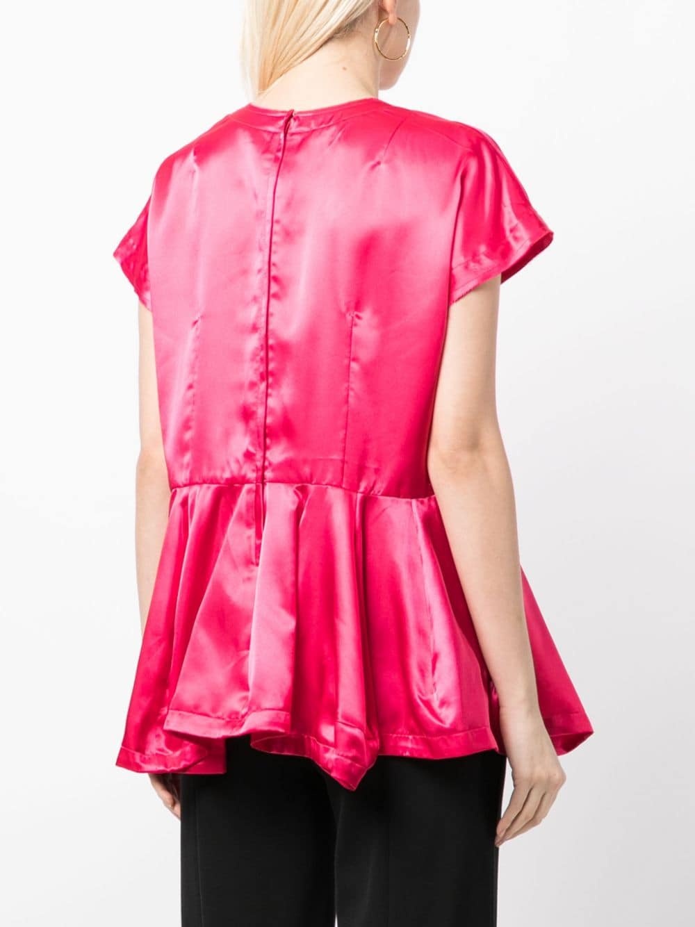 ruffle-hem satin blouse - 4