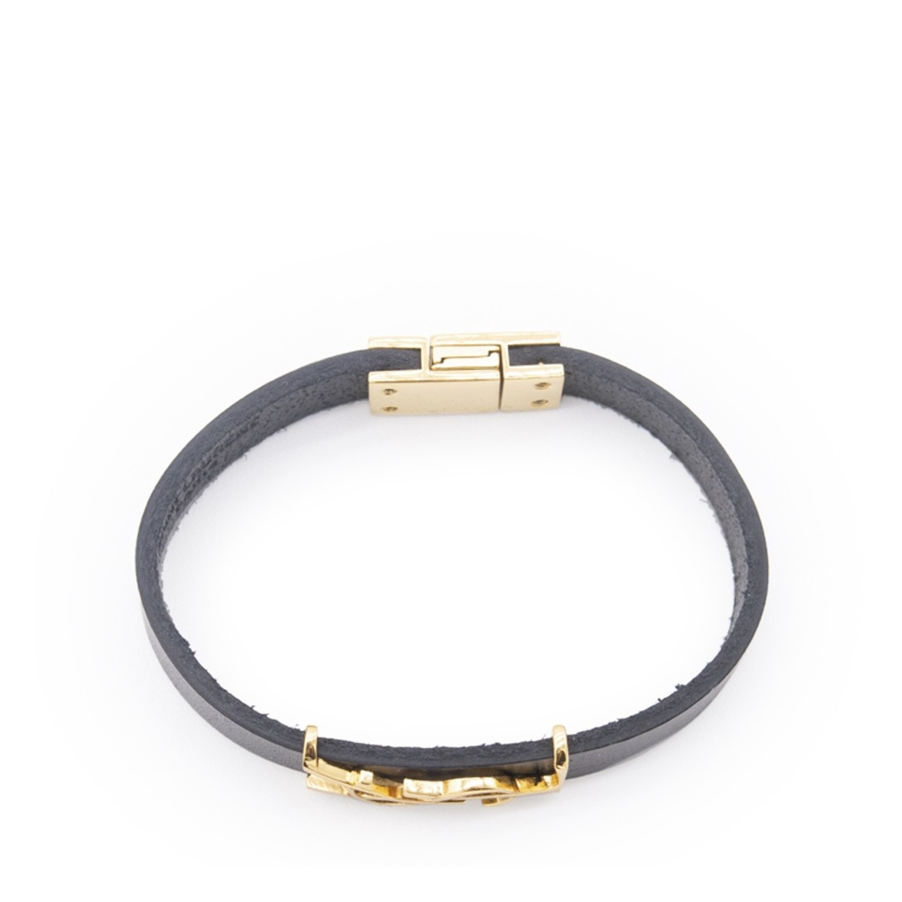 black leather ysl bracelet - 3
