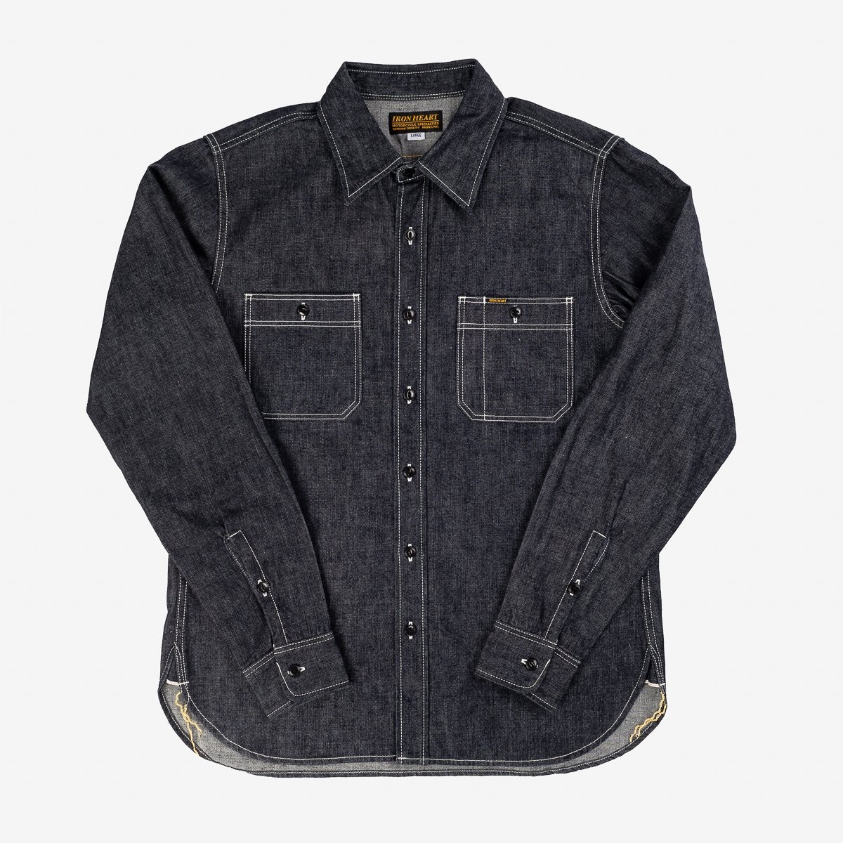 IHSH-322-IND 10oz Selvedge Denim Work Shirt - Indigo - 1