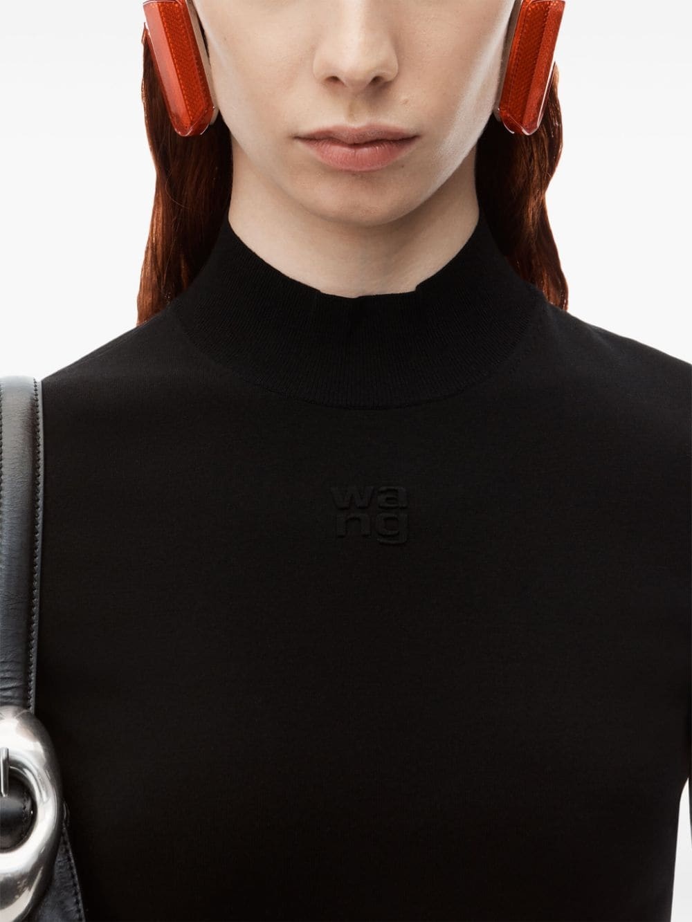 logo-embossed mock-neck dress - 5