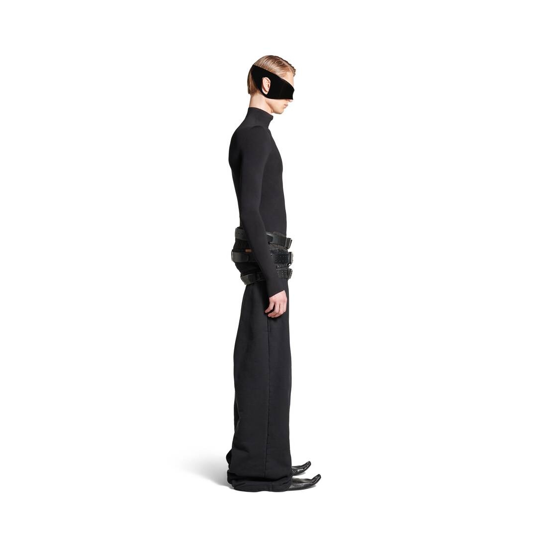 Men's Layered Jogging Pants in Black - 4
