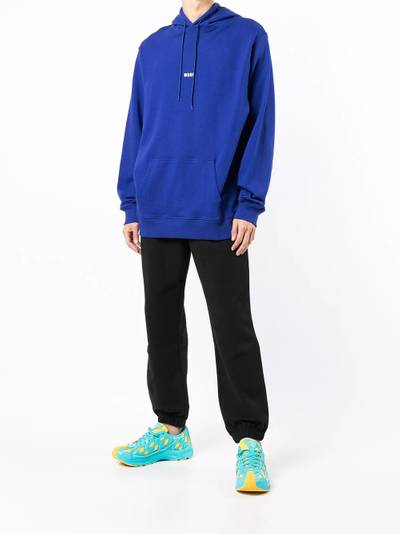 MSGM logo-print cotton hoodie outlook