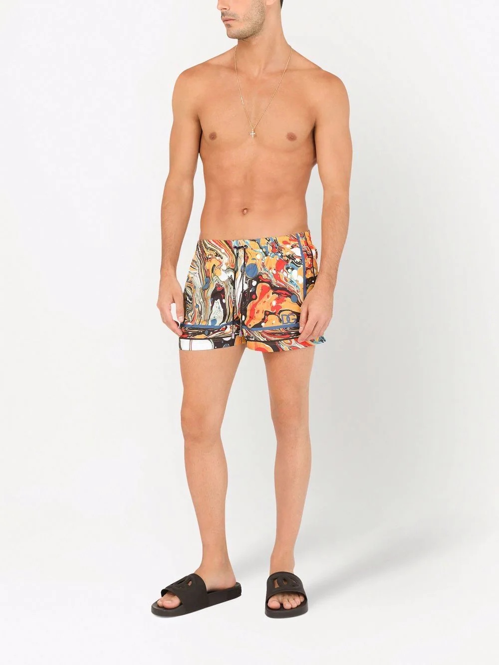 marbled drawstring swim shorts - 2