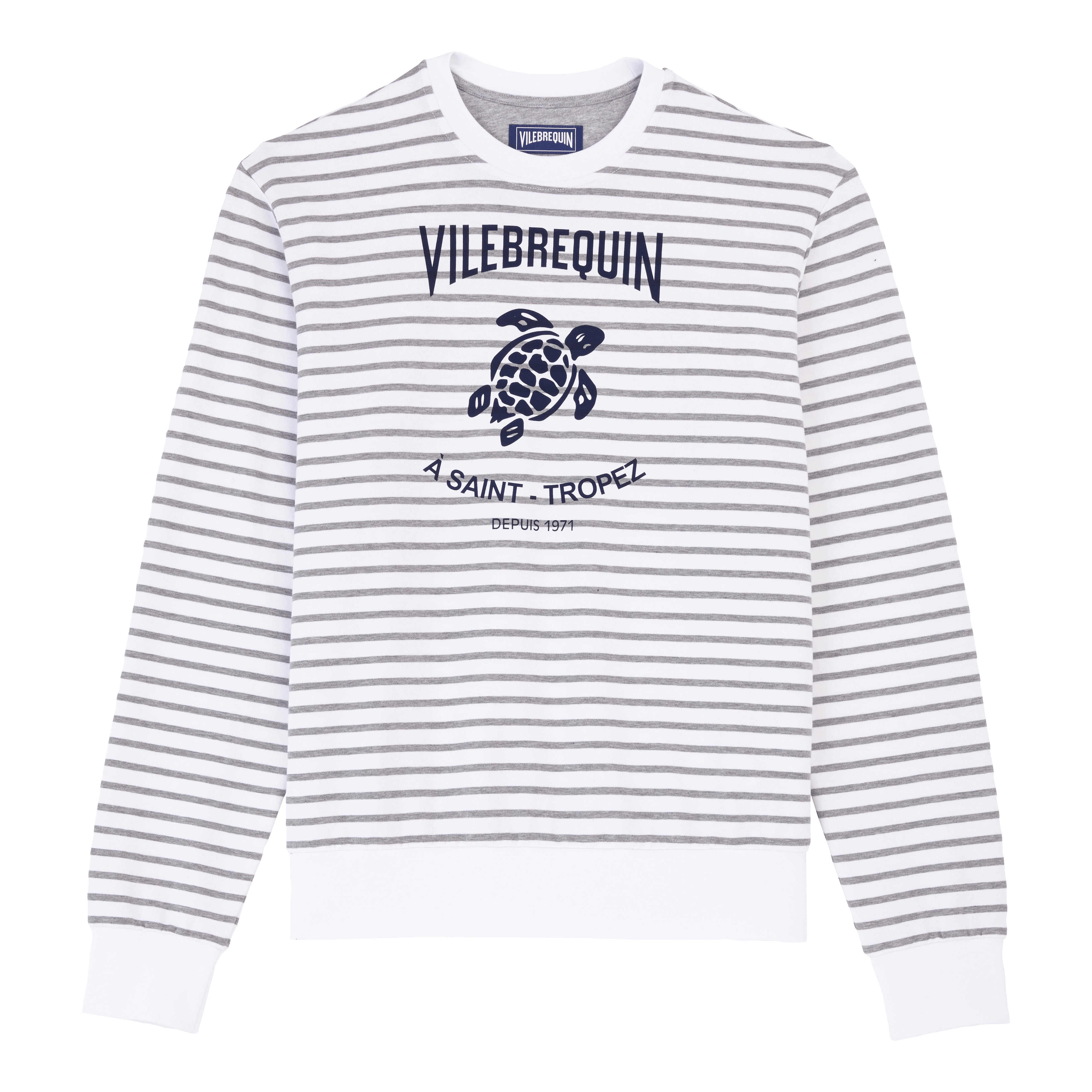 Men Cotton Striped Crewneck Sweatshirt - 1