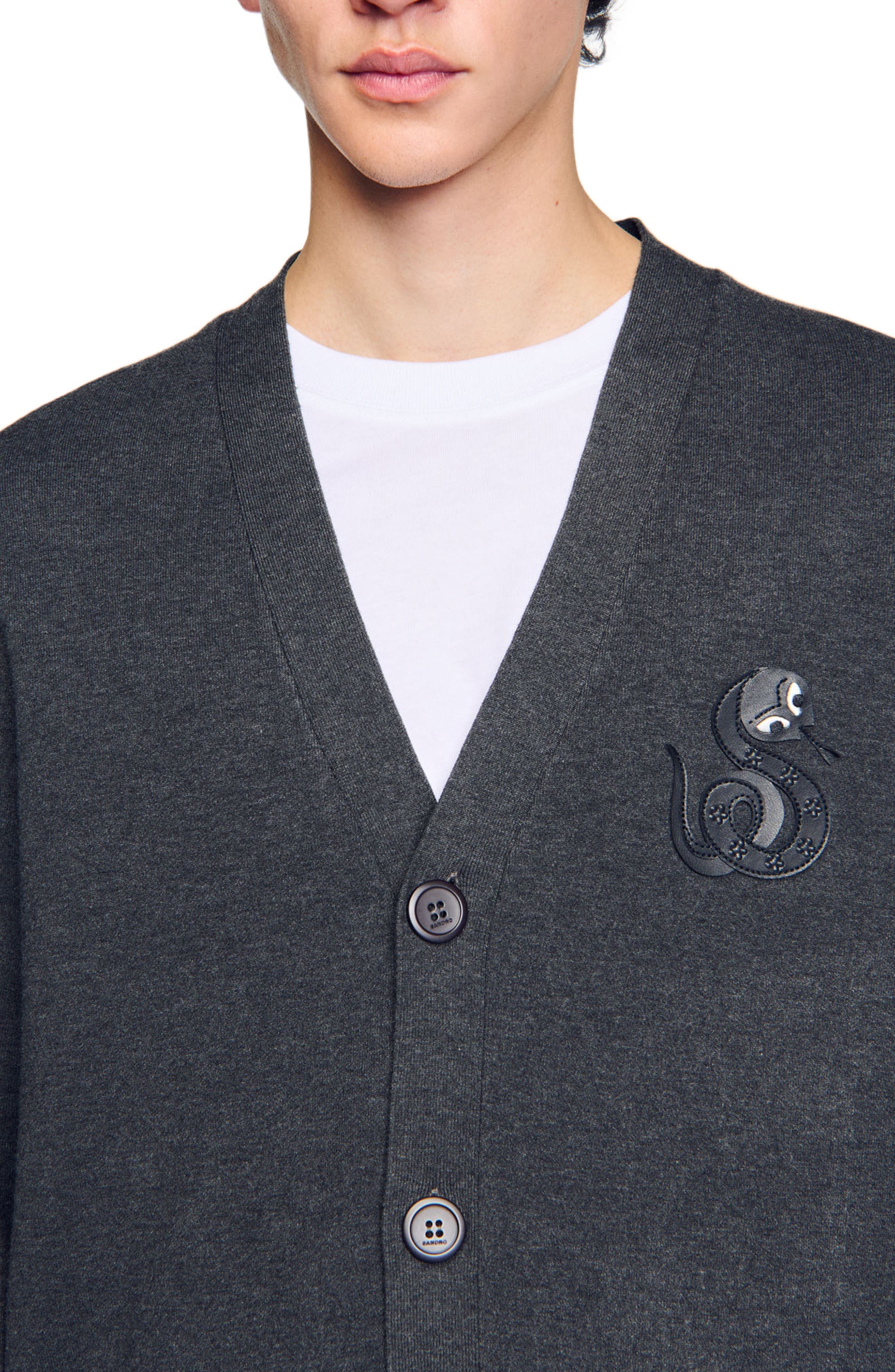 SANDRO Cardigan with snake detail in Lime at Nordstrom - 6