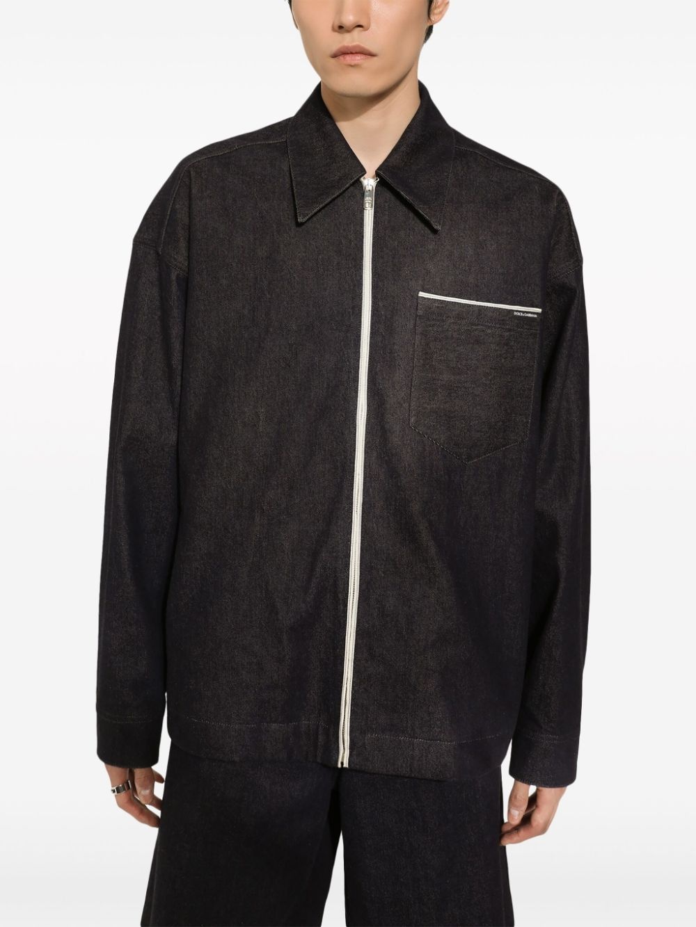 logo-print cotton jacket - 5