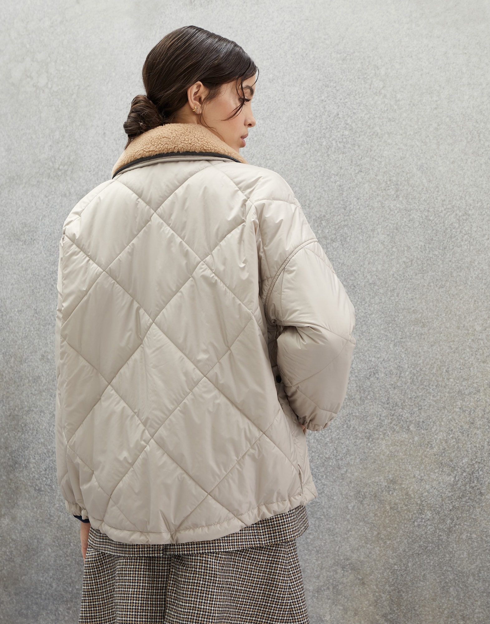 Water-resistant matte nylon quilted outerwear jacket with Thermore® padding, shiny trim and detachab - 2