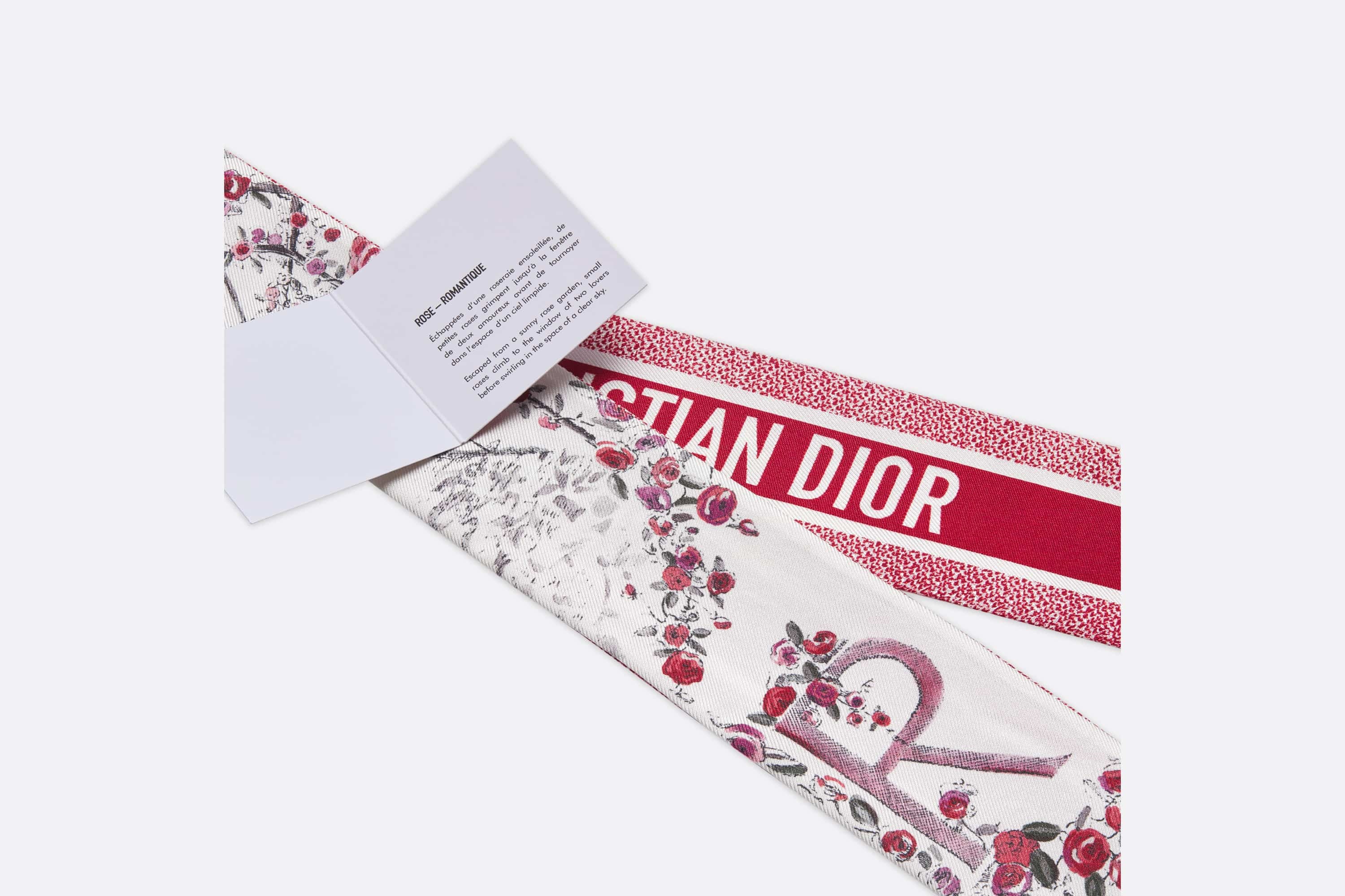 D-Floral Mitzah Scarf Ivory and Red Silk Twill