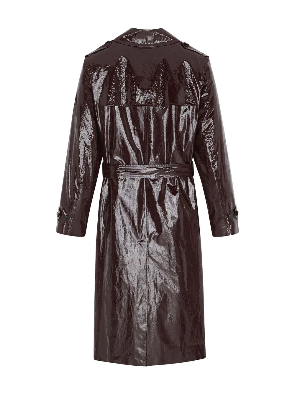 lacquered-finish long trench coat - 2