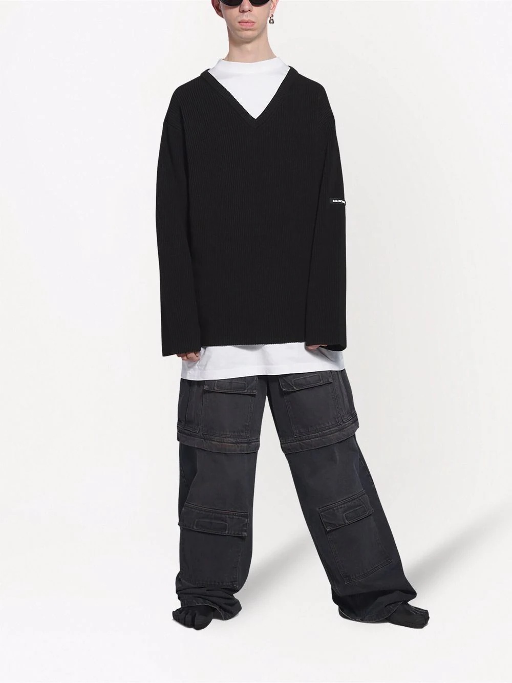 layered V-neck jumper - 2