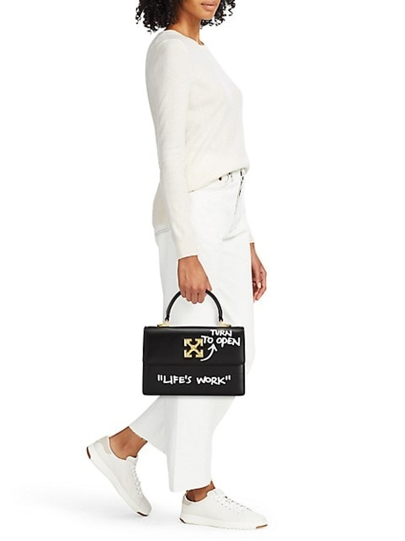 Jitney Leather Graphic Top-Handle Bag 3