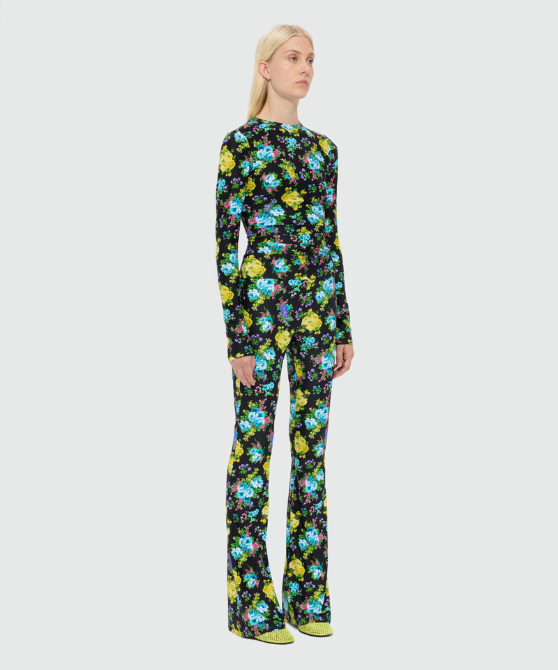 Black lycra T-shirt with floral print 4