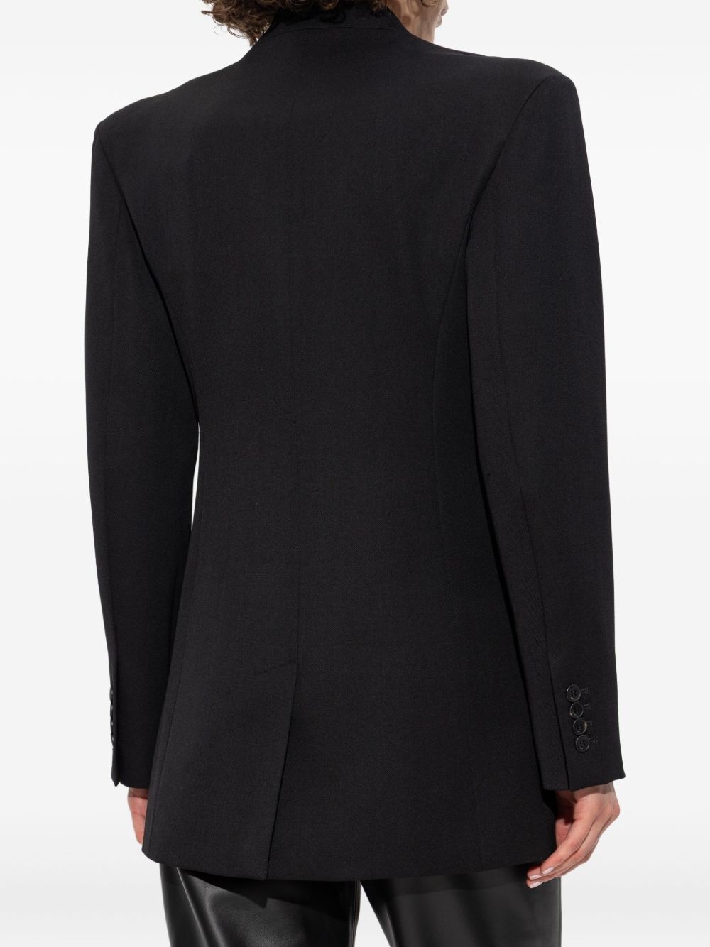 padded-shoulder wool blazer - 4