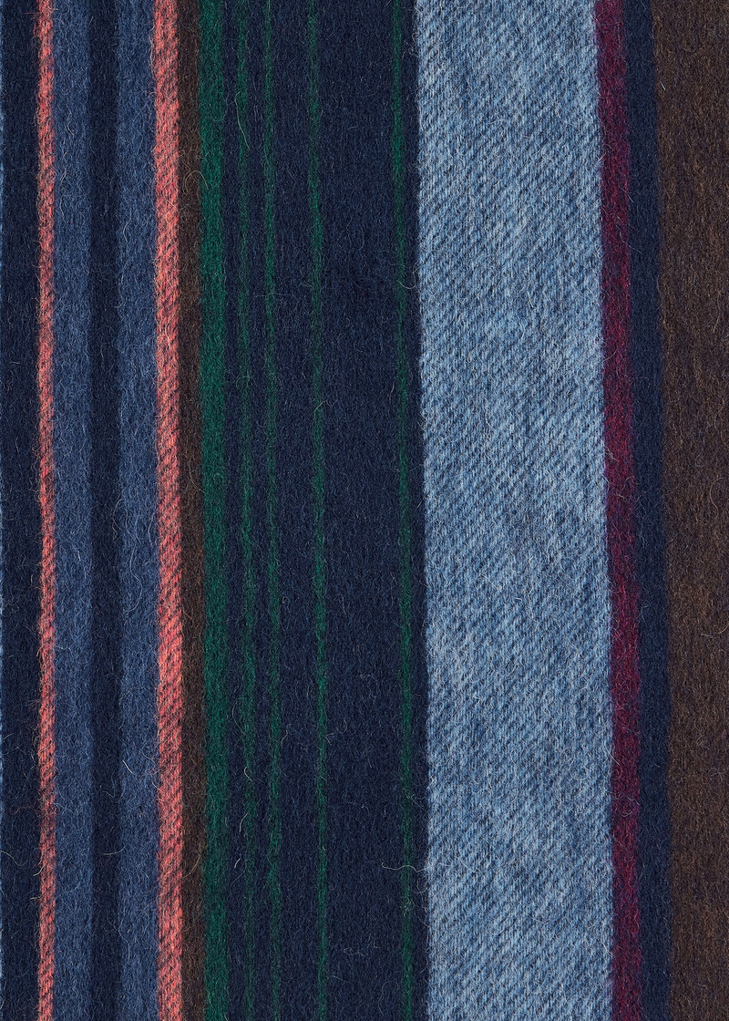 Navy Wool Multi Colour Stripe Scarf 3