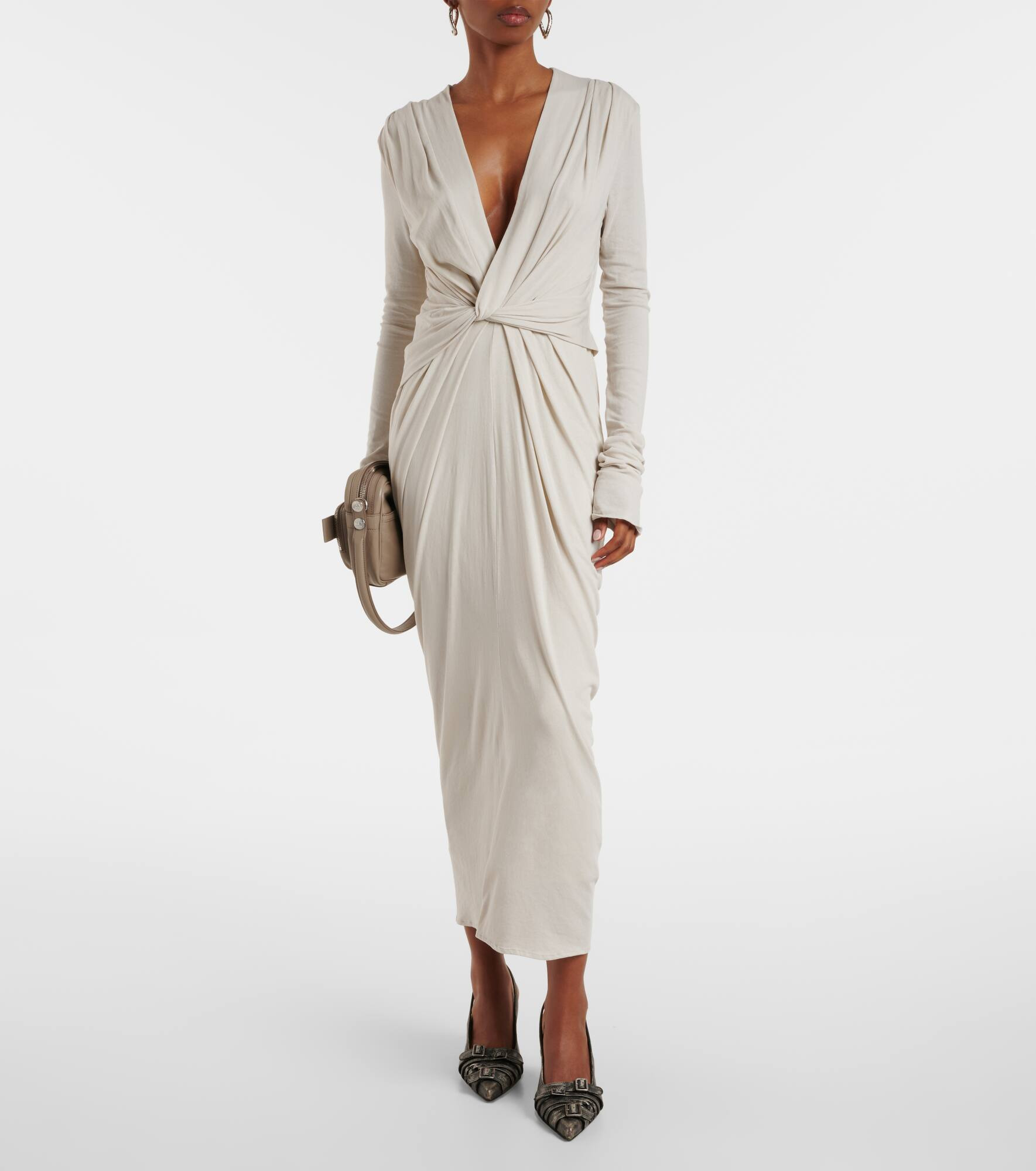 Gathered cotton-blend jersey maxi dress - 2