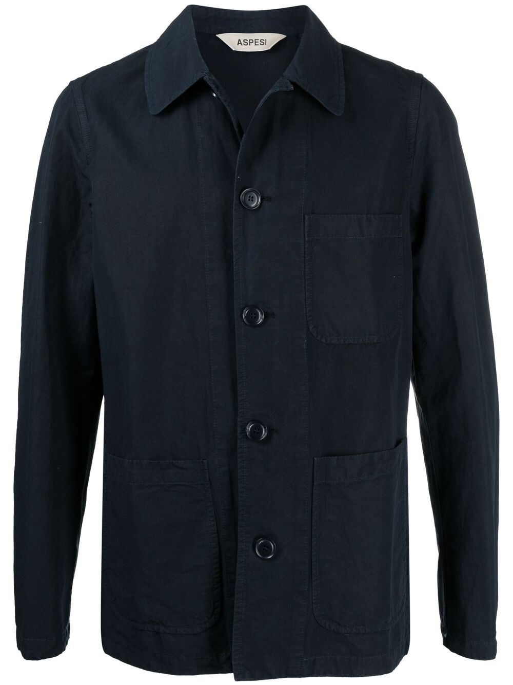 single-breasted twill shirt jacket - 1