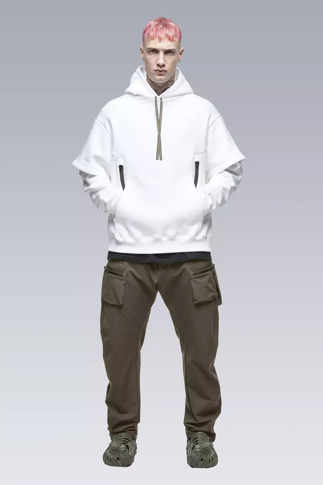 S34-PR Cotton Hooded Sweatshirt White - 2