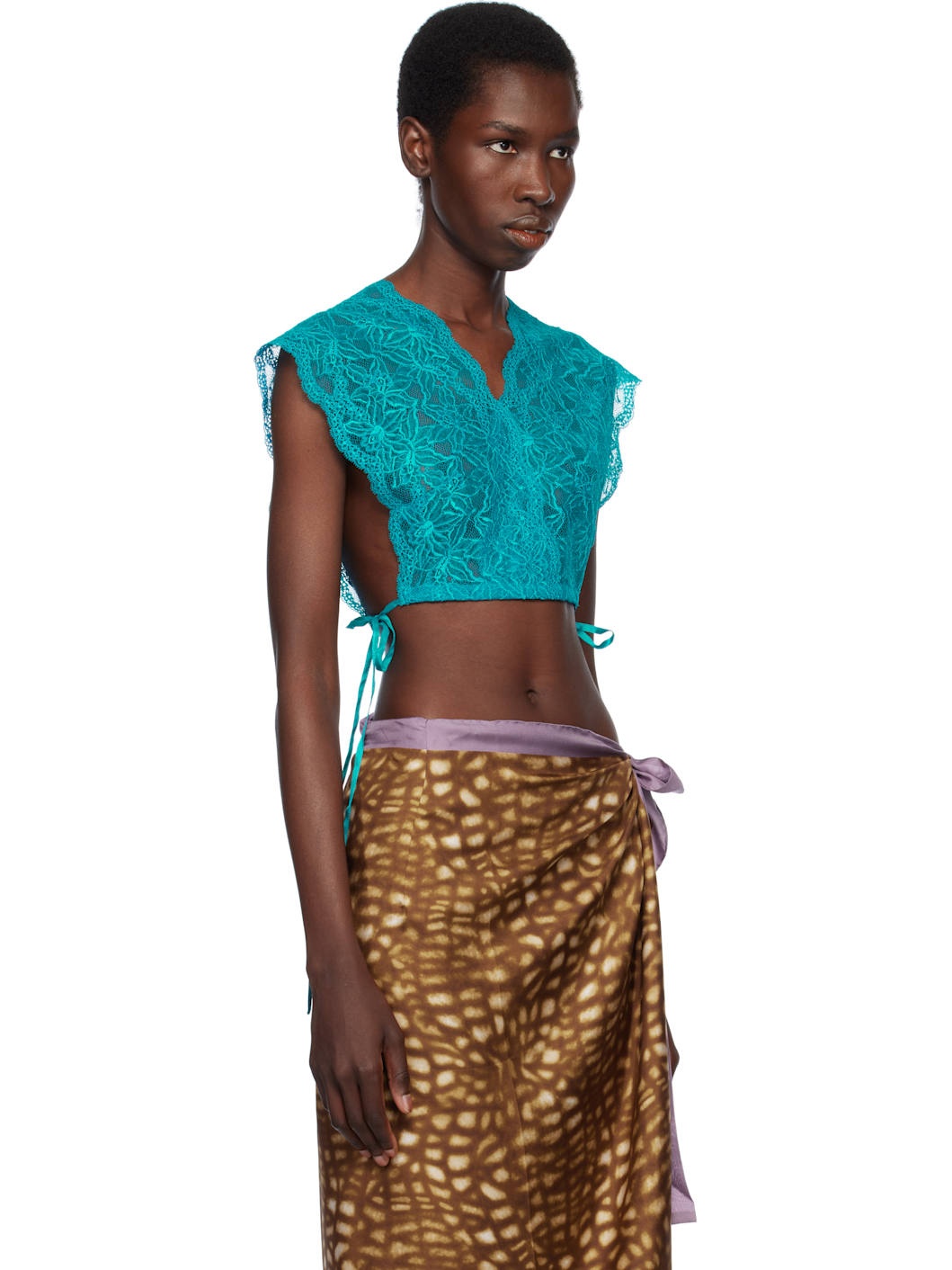 Blue Lace Crop Top - 2