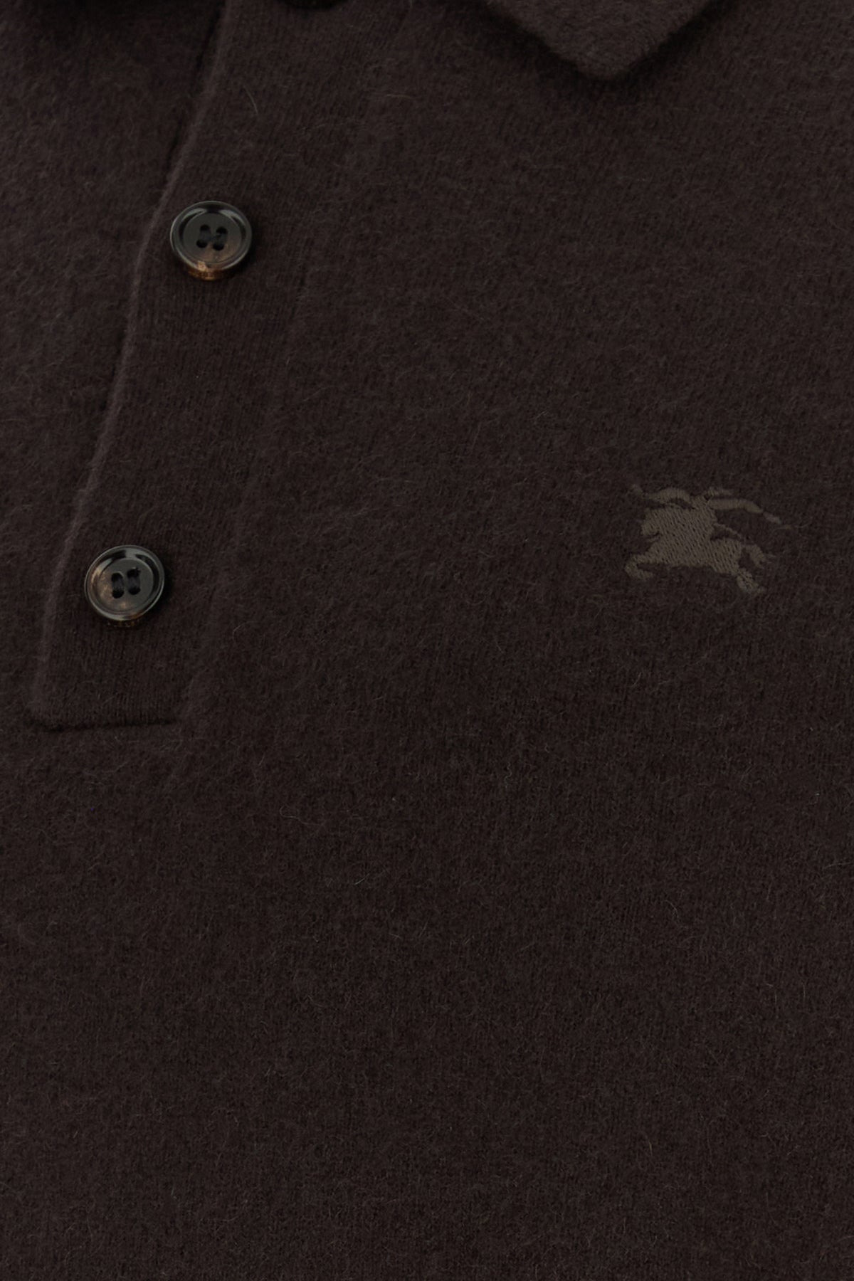 Dark brown stretch cashmere blend polo shirt - 3