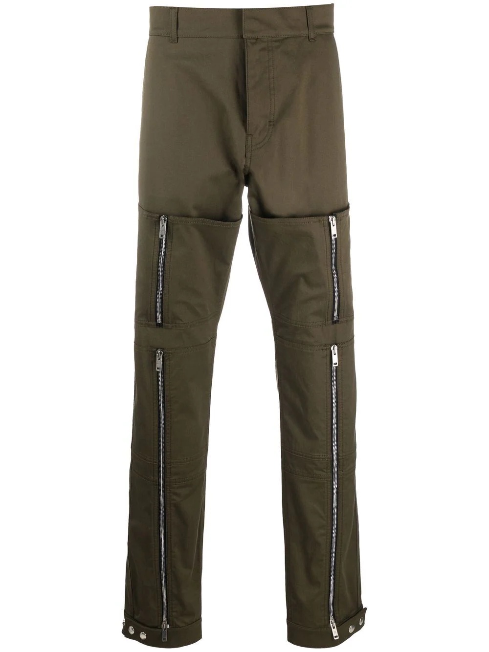 zip-detail straight trousers - 1