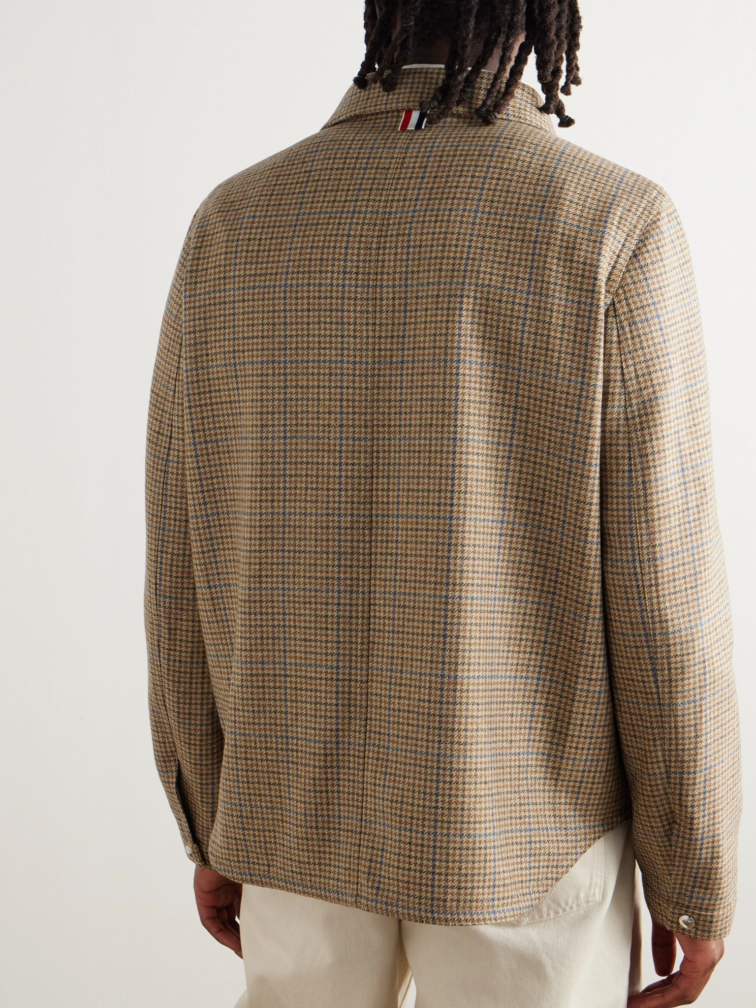 Houndstooth Wool Jacket Brown - 3