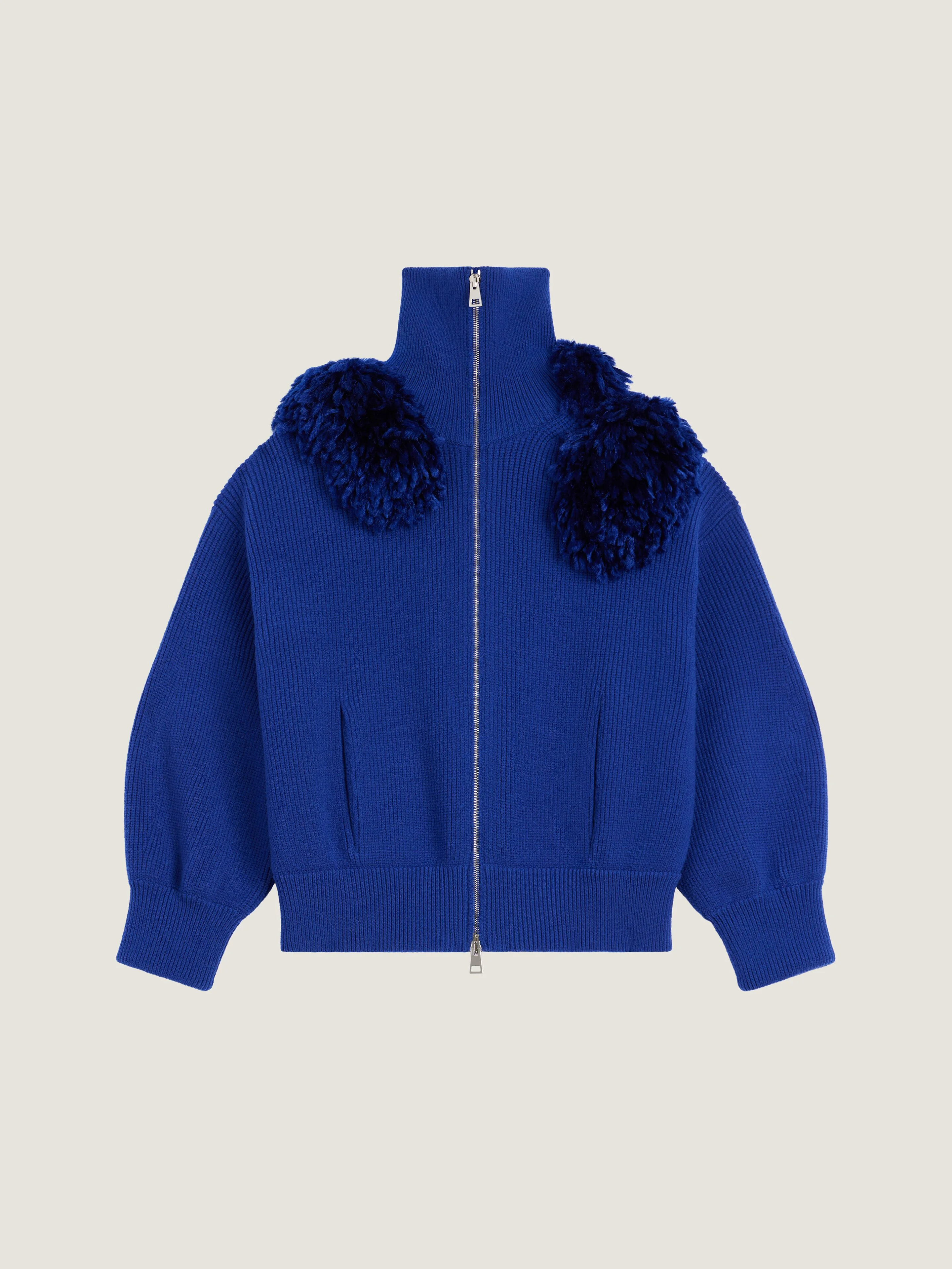 BLOUSON IN WOOL WITH POMPOMS - 1