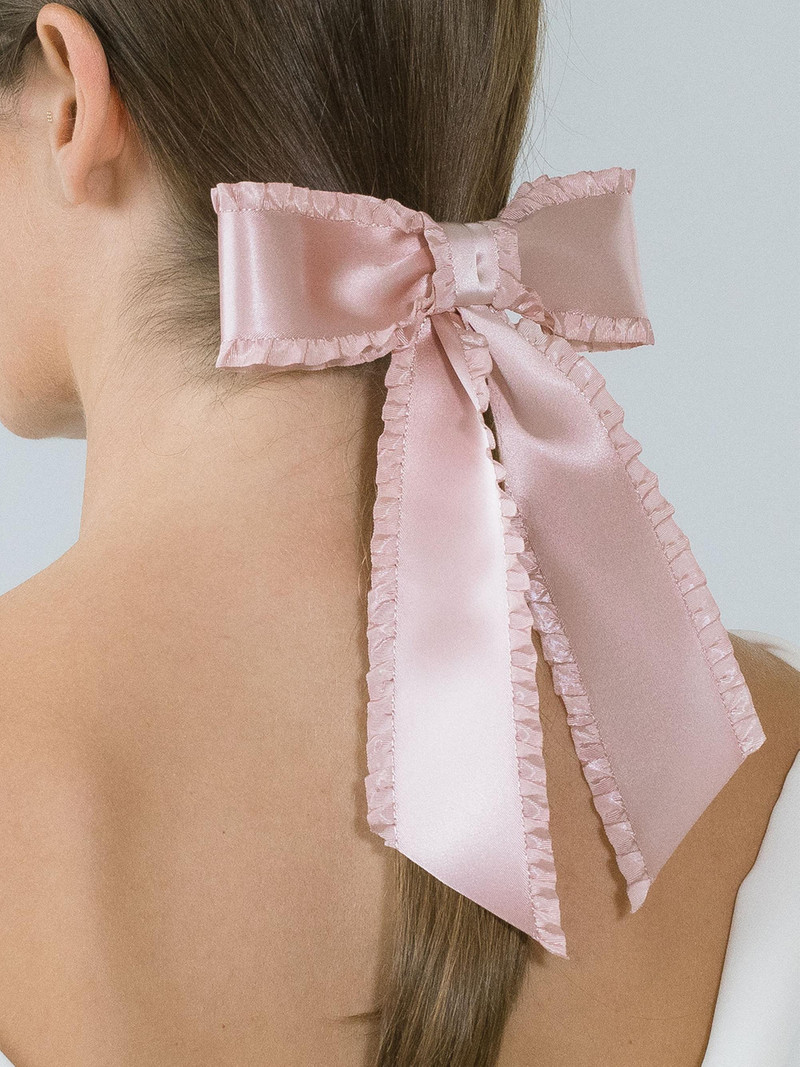 Women's Harper Bow Silk Barrette - Blush 3