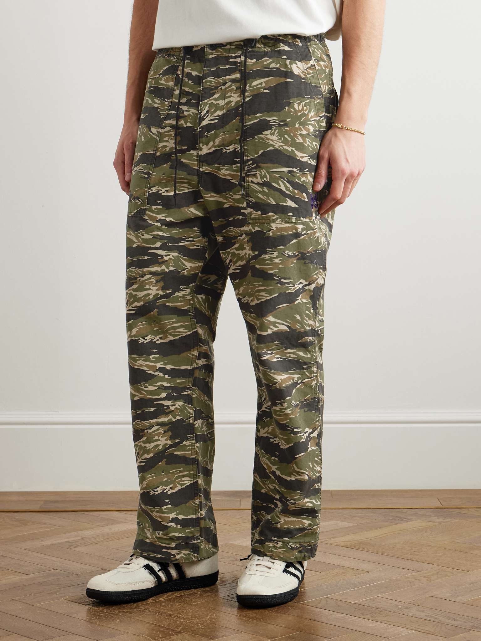 String Fatigue Straight-Leg Camouflage-Print Cotton-Ripstop Drawstring Trousers - 3