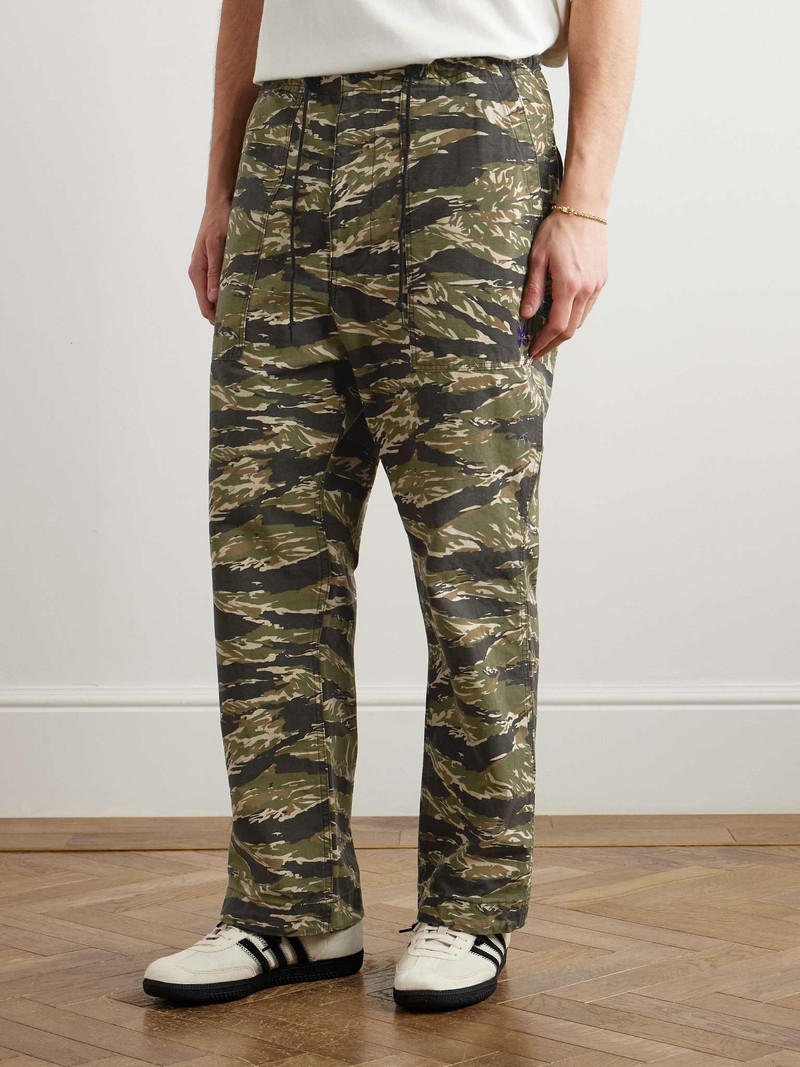 String Fatigue Straight-Leg Camouflage-Print Cotton-Ripstop Drawstring Trousers 3
